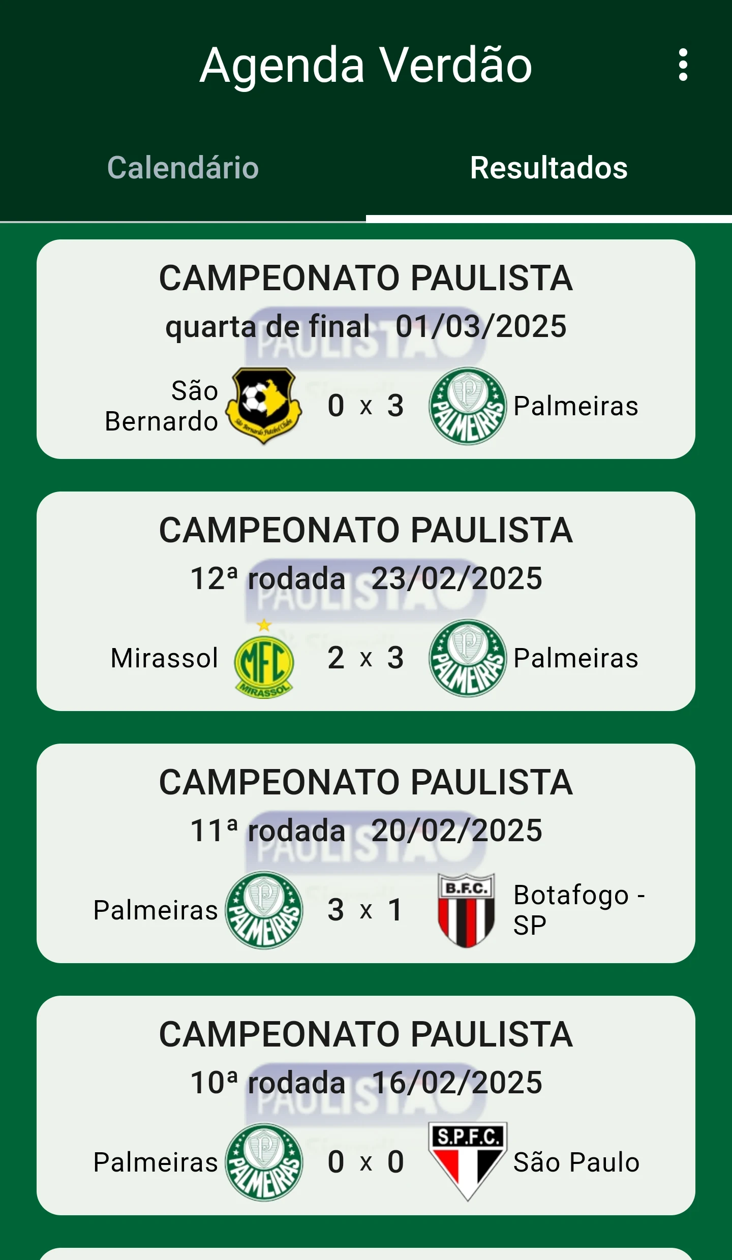 Agenda do Verdão screenshot